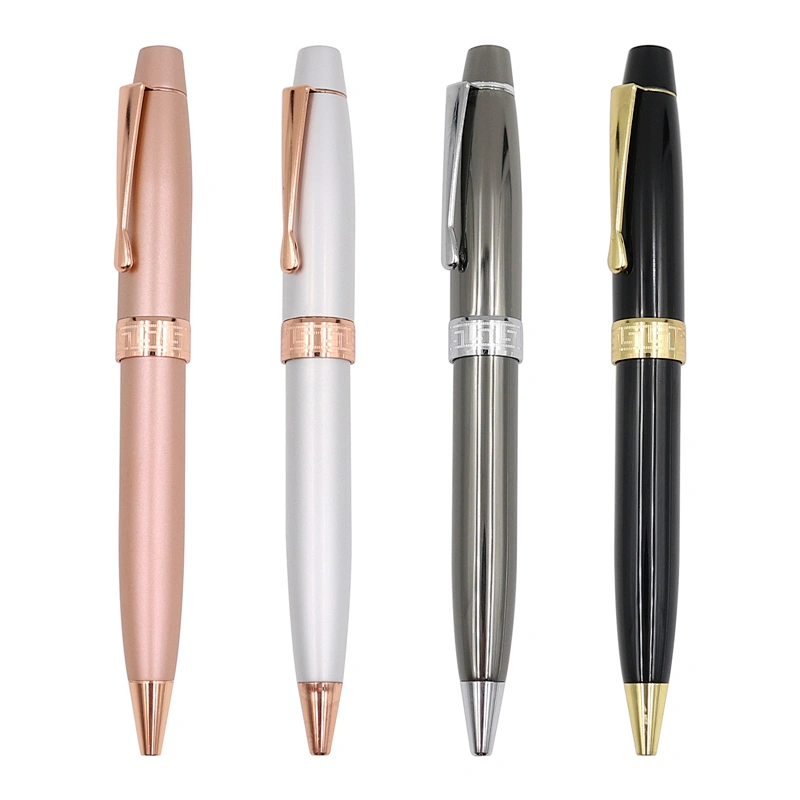 2022 Gift Promotional Ball Pen Customized Logo Black White luxury heavy Metal Body Twist Ballpoint Pen for office