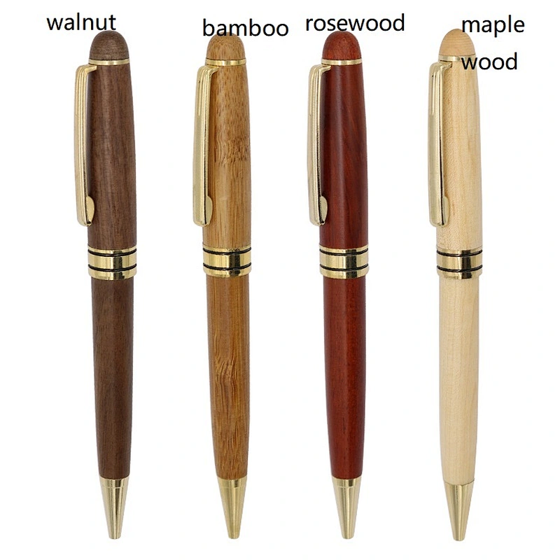 Hot selling wooden pen with metal decorate