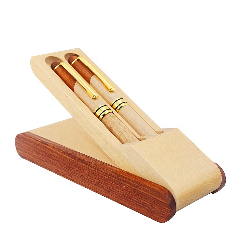 Christmas business gift Customized logo rosewood maple wood roller ball pen with nice wooden gift box