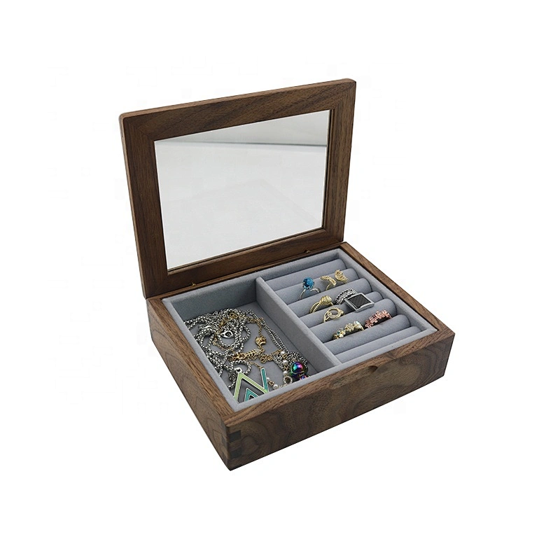 Custom jewelry box with window lid packaging box wood  bracelet ring wooden gift box
