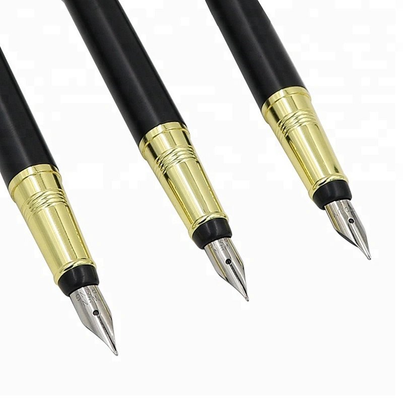 Low MOQ Amazon best selling luxury metal fountain pen black pen holder customized engarve logo