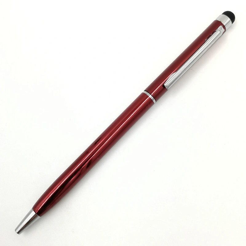 Wholesale slim metal spinning pen with screen touch pointer business thinner ball pen