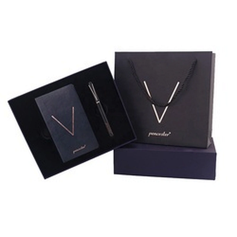 RTS Luxury heavy A5 pu leather notebook metal fountain pen gift box business corporate gift set