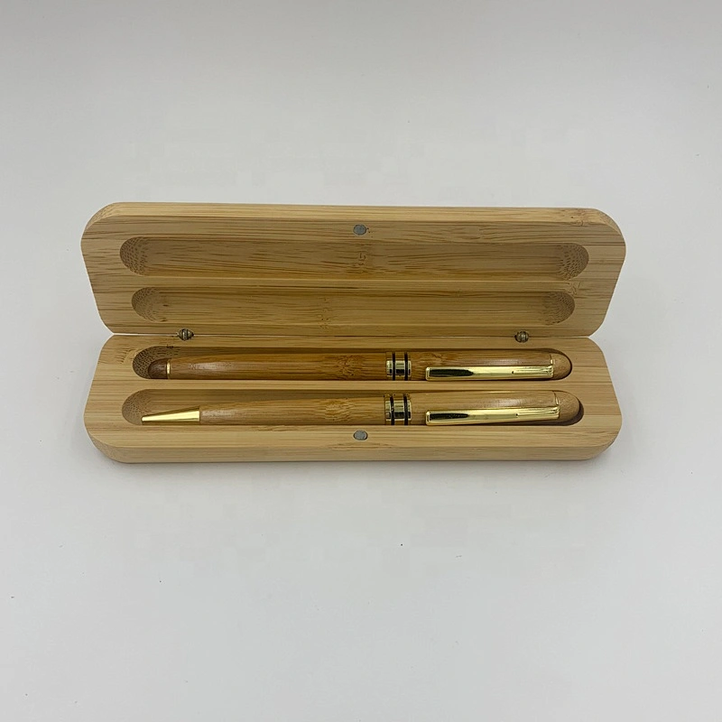 Ready to ship bamboo business gift ballpoint pen roller pen with box bamboo pen set