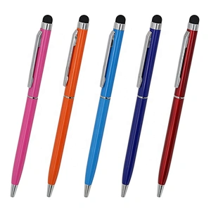 Wholesale slim metal spinning pen with screen touch pointer business thinner ball pen