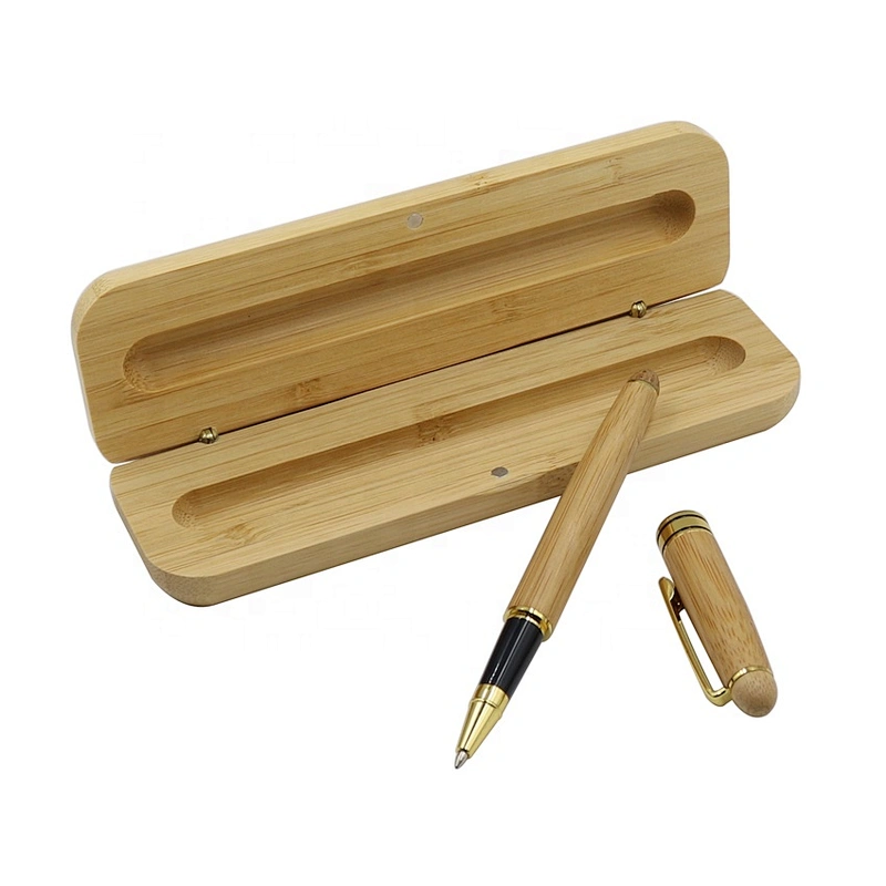 2 Pieces Executive Bamboo Roller Pen with Bamboo Storage Case Bamboo pen with box