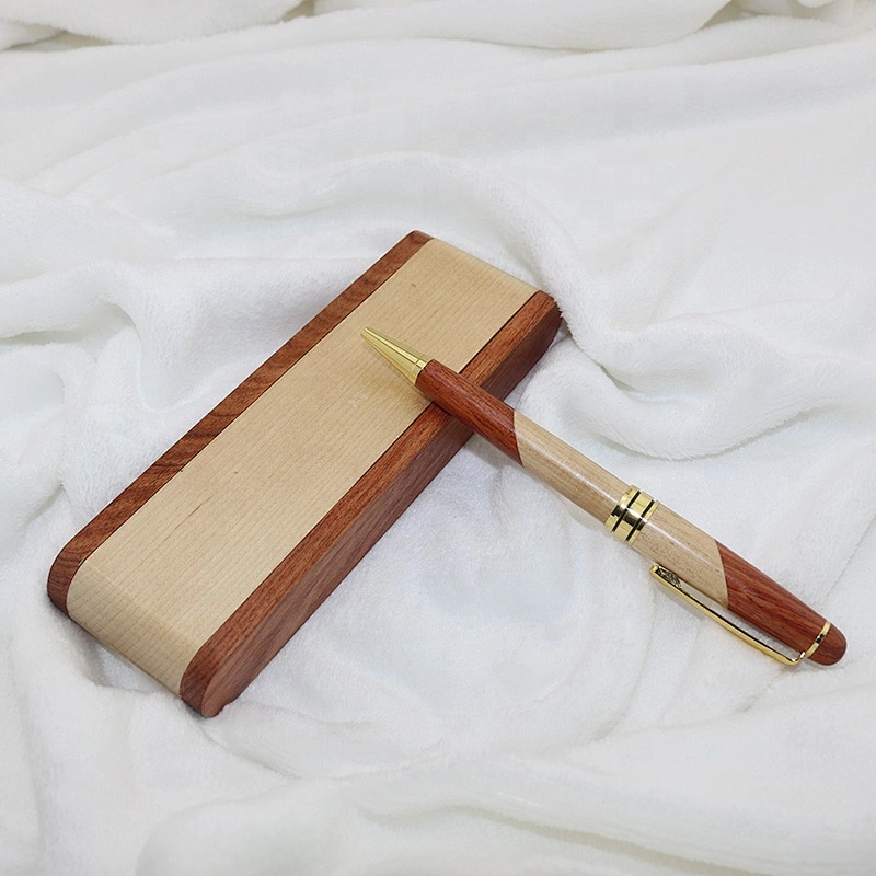 Christmas Gift Maple Rose Wood Holder Display Case Luxury Wooden Ball Pen With Box