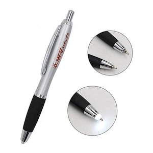 Hot sale cheap stationary accessories pen Click Metal Led Light pen Ballpoint pen