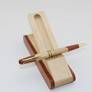 Christmas Gift Maple Rose Wood Holder Display Case Luxury Wooden Ball Pen With Box
