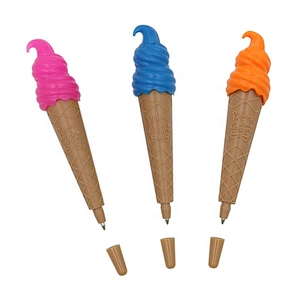 Promotional custom novelty plastic 3d gel cartoon cute ballpoint pen,kawaii pen,ice cream pen