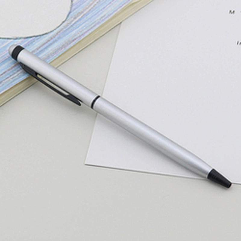 Matching stylus color custom logo  2 in 1 ball pen slim metal pen metal ball
