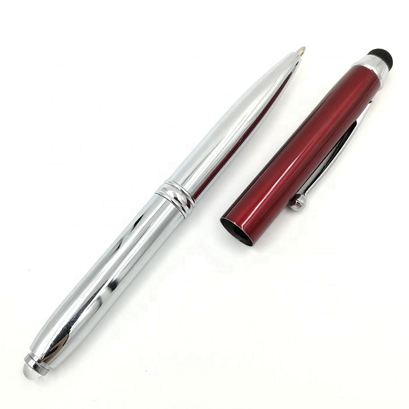 Custom Logo Metal 3 In 1 Stylus Pen Led Light Up Ballpoint Pen