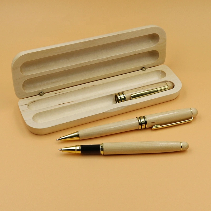 High Quality Luxury Gift Pen Set Customized Engraved Logo Wooden Pen Roller Pen  With Matched Box