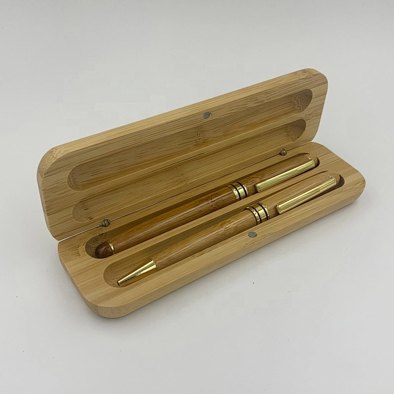 Ready to ship bamboo business gift ballpoint pen roller pen with box bamboo pen set
