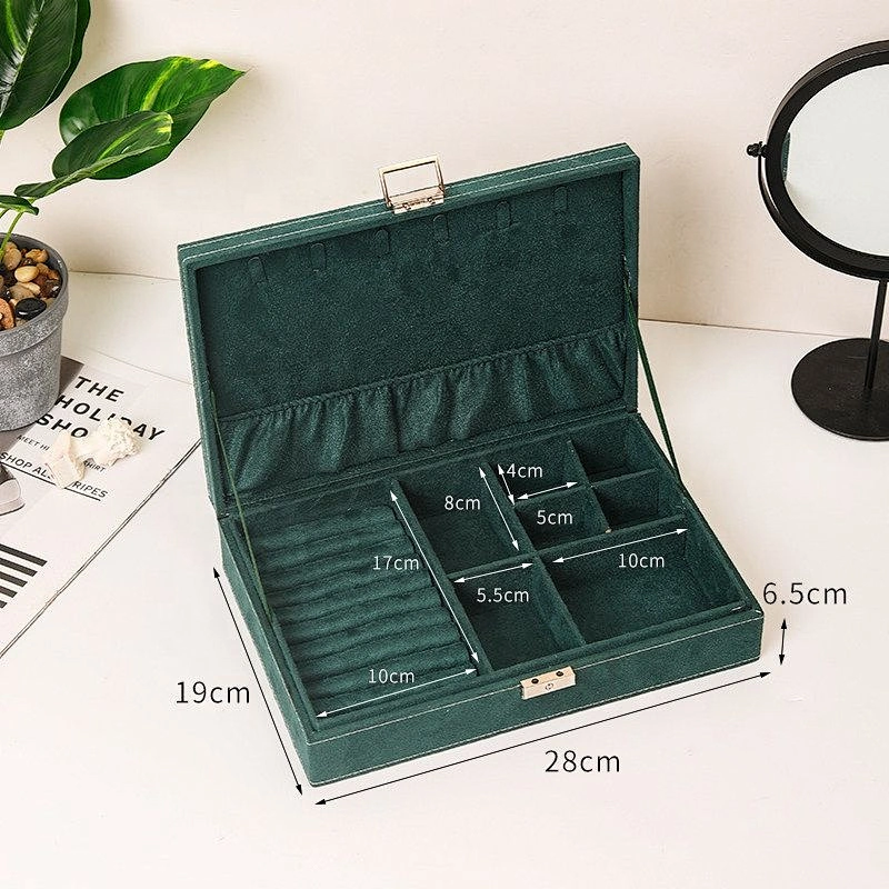 Luxury Christmas gifts 2 layers cardboard Green vintage box jewelry cardboard jewelry box velvet