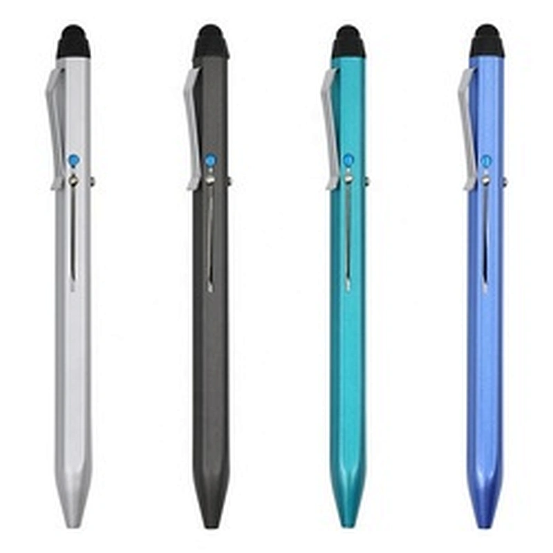 2022 Promotional hexagon pens 4 color ink ballpoint pen with stylus