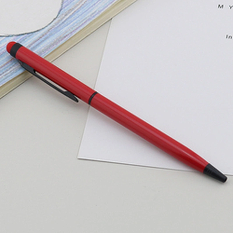 Matching stylus color custom logo  2 in 1 ball pen slim metal pen metal ball
