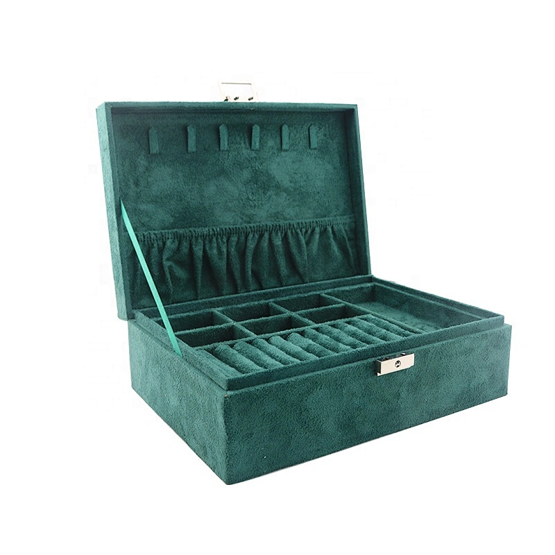 Luxury Christmas gifts 2 layers cardboard Green vintage box jewelry cardboard jewelry box velvet