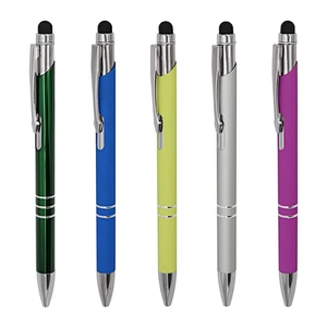 2022 Hot sale high quality Cheap stylus ballpoint pen retractable soft rubber touch aluminum rod pen