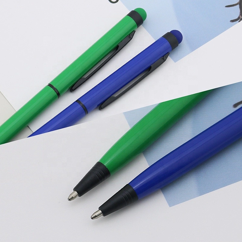 Matching stylus color custom logo  2 in 1 ball pen slim metal pen metal ball