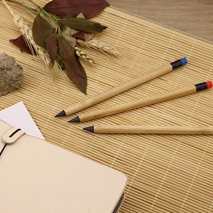 New arrival custom logo drawing endless pencil wood  blank pencil with eraser bamboo eternal pencil