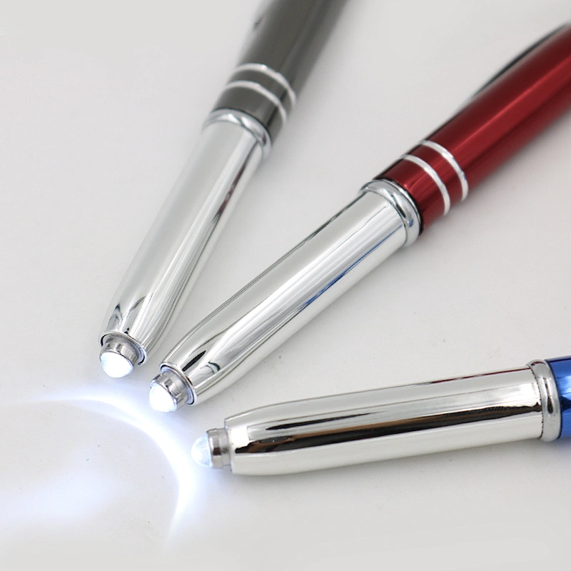 Top quality LED ballpoint pen featured metal pen with screen touch function
