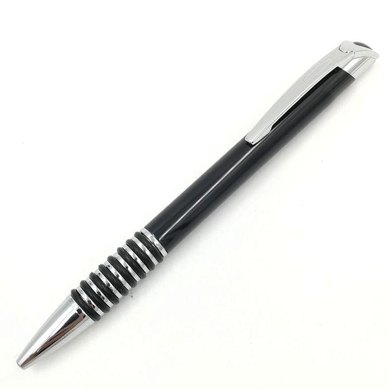 Rubber Rings Grip Metal Click-action Push button Pen