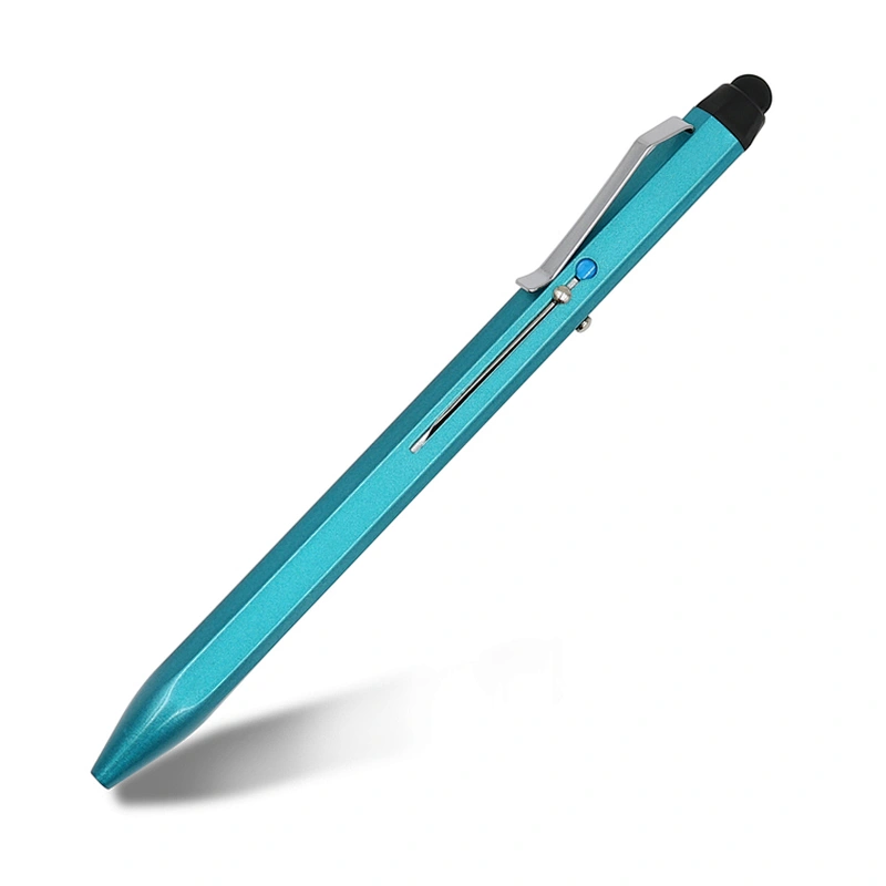 2022 Promotional hexagon pens 4 color ink ballpoint pen with stylus