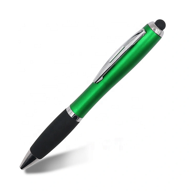 Click plastic stylus pen with light up logo ,plastic pen with led light logo ,ball pen with logo