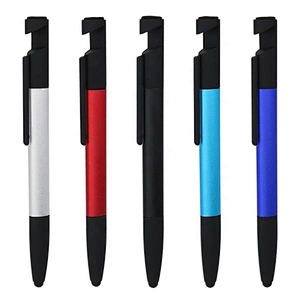 5 in 1 cellphone holder ruler screen brush touch stylus screwdriver Multifunciton plastic tool pen with logo