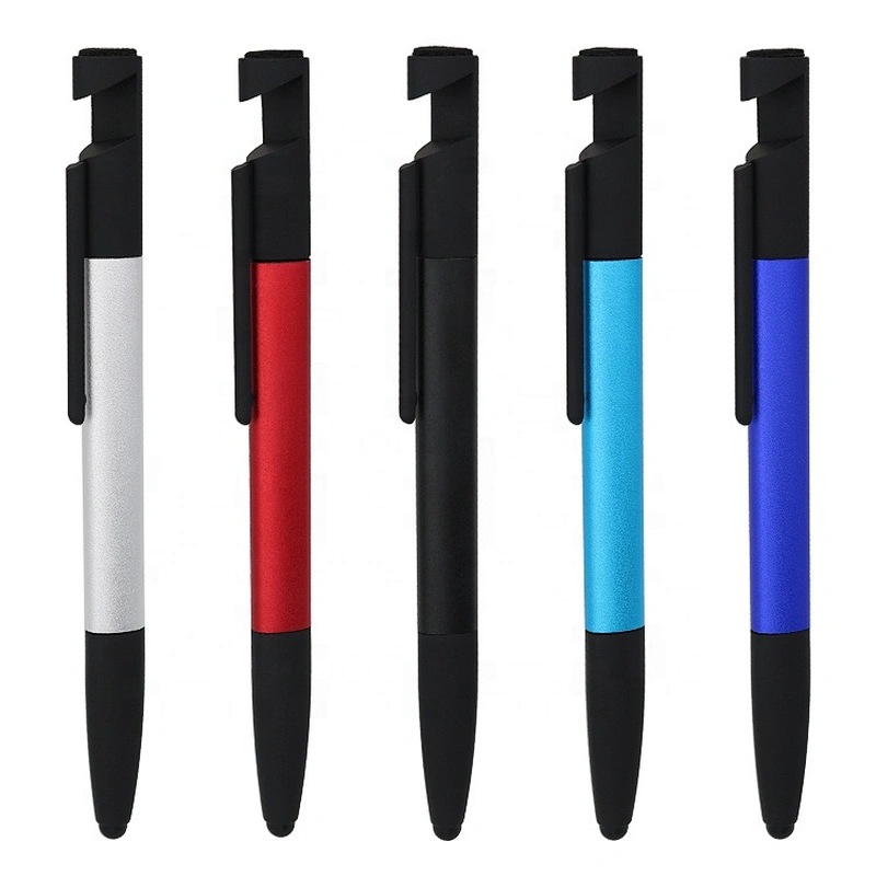 5 in 1 cellphone holder ruler screen brush touch stylus screwdriver Multifunciton plastic tool pen with logo
