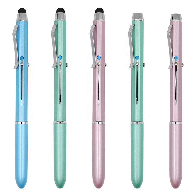 4 color press ball pen wallet pen gift set tablet with stylus pen