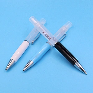 Semi metal pen with spray ,spray pen 10ml,pen with sanitizer spray