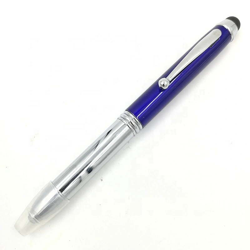 Custom Logo Metal 3 In 1 Stylus Pen Led Light Up Ballpoint Pen
