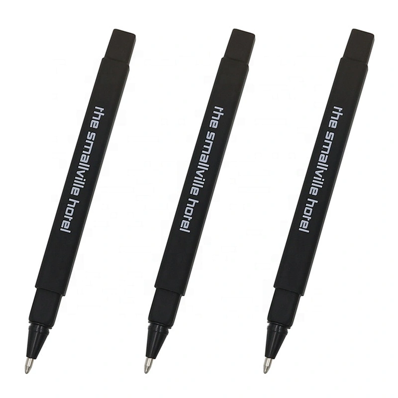 Cheap rubber square hotel pen with custom logo soft touch pen