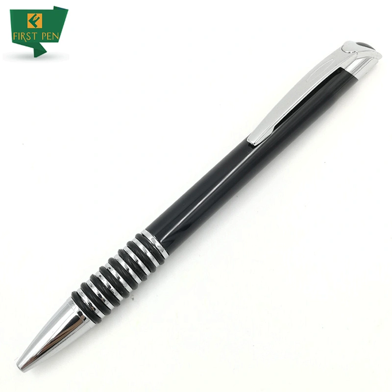 Rubber Rings Grip Metal Click-action Push button Pen
