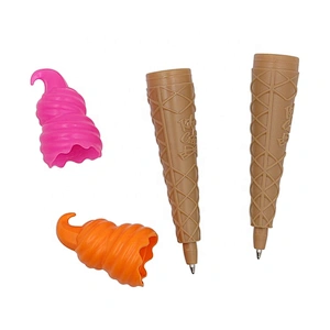 Promotional custom novelty plastic 3d gel cartoon cute ballpoint pen,kawaii pen,ice cream pen