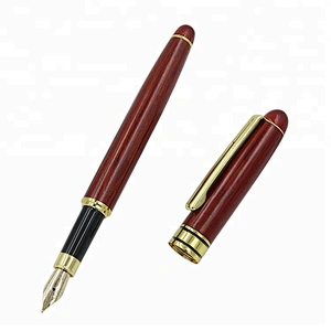 promotional fountain pen natural bamboo fountain pen with shiny trim customized logo