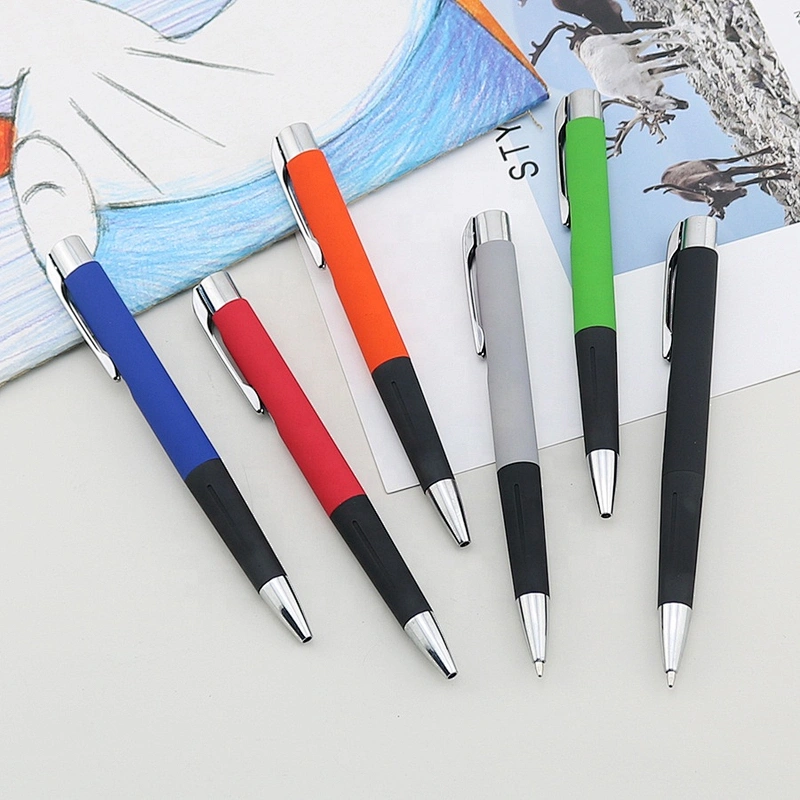 Promotional  Custom Pen Rubber Coated Metal With Soft Rubber Grip