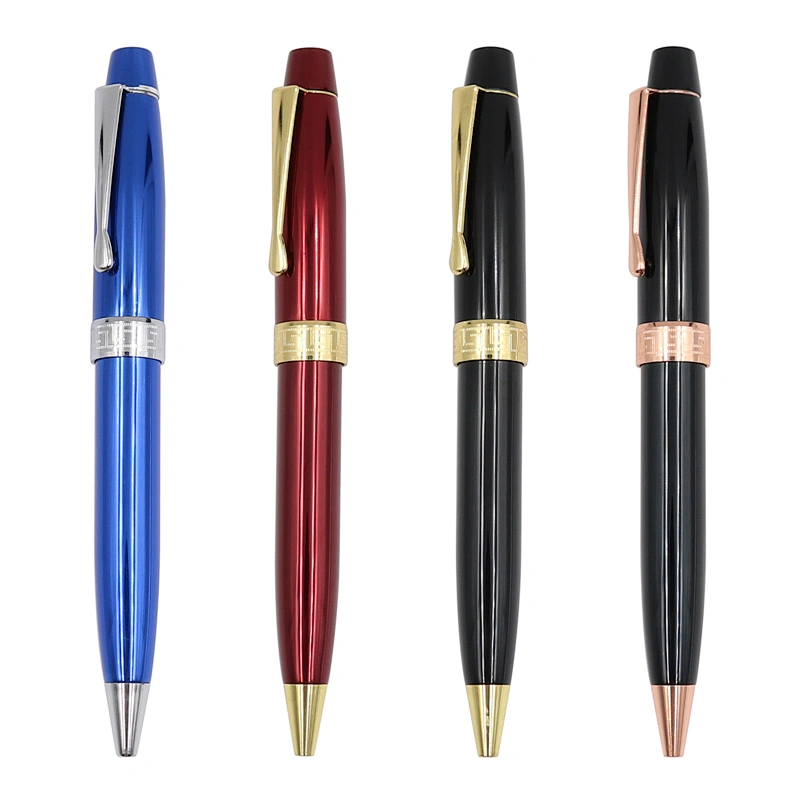 2022 Gift Promotional Ball Pen Customized Logo Black White luxury heavy Metal Body Twist Ballpoint Pen for office