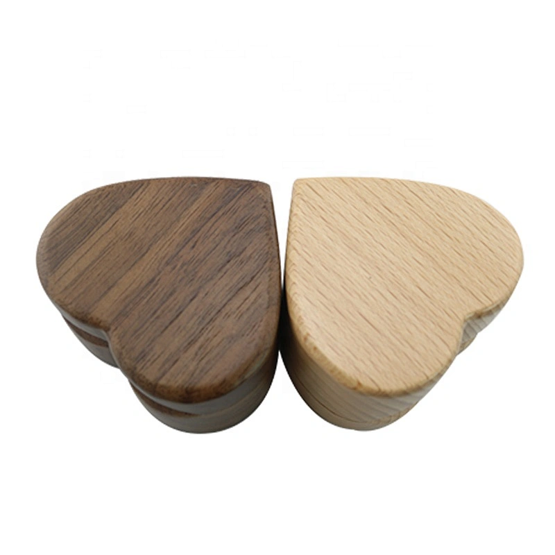 Wholesale women girls gift set ,Heart shape Magnetic jewelry box ring box small natural walnut beech wood studs