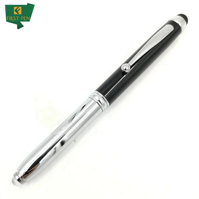 Custom Logo Metal 3 In 1 Stylus Pen Led Light Up Ballpoint Pen