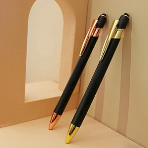 Eye-catching promotional pen custom logo ballpoint pen stylus rose gold metal pens with custom logo promotional