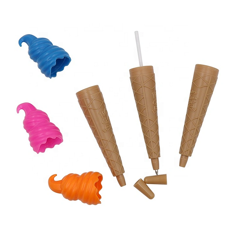 Promotional custom novelty plastic 3d gel cartoon cute ballpoint pen,kawaii pen,ice cream pen