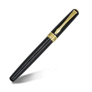 Hot Selling gift pen stainless steel pens black color gold clip luxury business fountain pen
