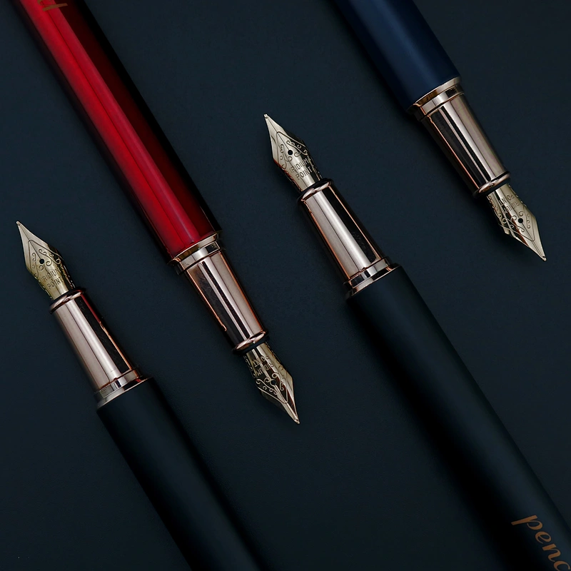 RTS Luxury heavy A5 pu leather notebook metal fountain pen gift box business corporate gift set