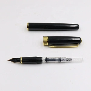 Hot Selling gift pen stainless steel pens black color gold clip luxury business fountain pen