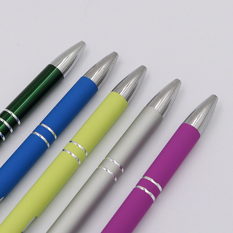 2022 Hot sale high quality Cheap stylus ballpoint pen retractable soft rubber touch aluminum rod pen