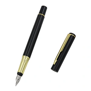 Low MOQ Amazon best selling luxury metal fountain pen black pen holder customized engarve logo