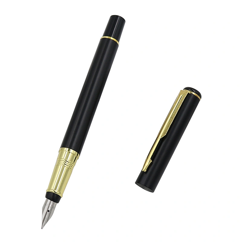 Low MOQ Amazon best selling luxury metal fountain pen black pen holder customized engarve logo